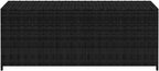 Outdoor Storage Box Seat with Black PE Rattan and Powder-Coated Steel, 57.5 x 18.1 x 20.1 Inch Garden Storage Box for Cushions and Pillows, Bench for Two People