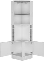 Farmhouse Corner Cabinet, Double Door Cabinet with Glass Rack, Eight Built-in Wine Rack,for Kitchen Home
