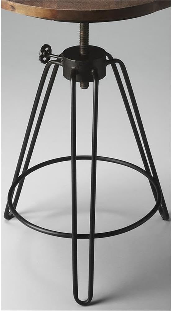 Beaumont Lane Contemporary Metal and Wood Accent Table, 22" Diameter x 25" H, Recycled Rustic Wood Top, Black Iron Base, Industrial Chic Finish, Modern Design for Living Room Indoor Use