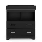 Storkcraft Brookside 2 Drawer Changing Table Dresser, Black | GREENGUARD Gold Certified Baby Dresser with Removable Changing Table Topper, Includes Interlocking Drawer System