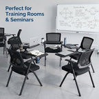 24 Pack Folding Training Chair with Tablet Arm & Cup Holder, Commercial Grade Conference & Meeting Room Chairs with Writing Board, Space Saving Foldable Classroom Chairs for Seminar, School, Church