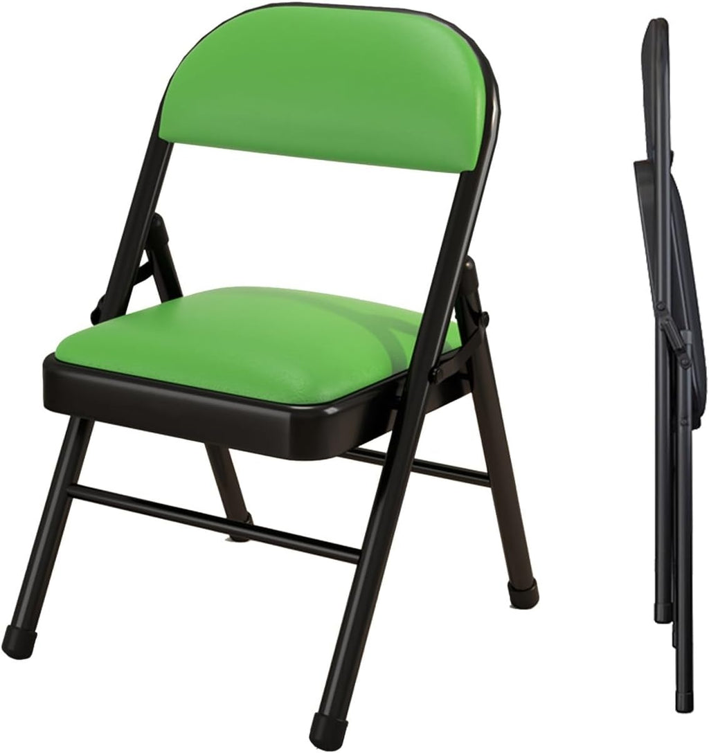 Folding Chair1-Pack -Black Lobby Chairs Stools,Open Back Stackable,with Double Hinged、Back、Foot Rest Office Desk Guest Chair(Green)