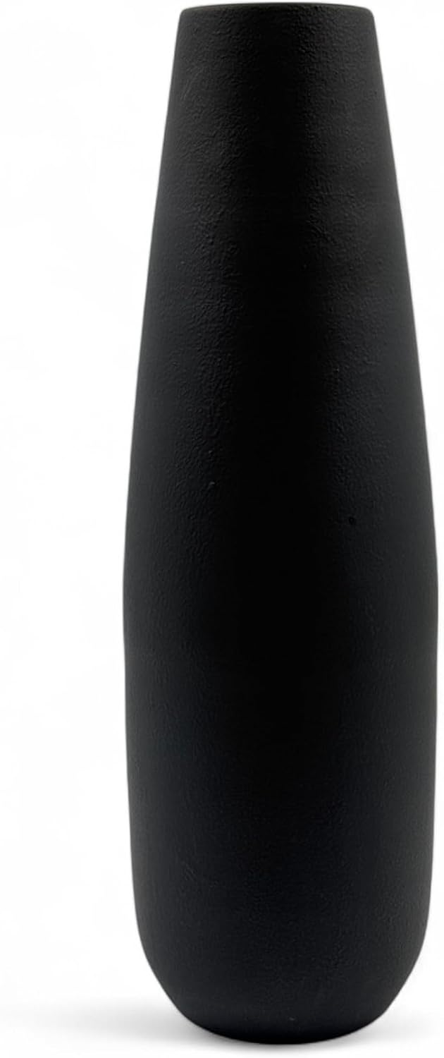 Hosley 16-Inch High Black Vase for Vases Home Decor, Large Vase Ideal for Dried Flowers, Floral Arrangements, Weddings, Home, Office, Elegant Metal Design