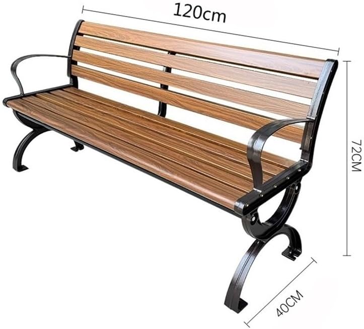 Benches, Light Brown Aluminum Park Outdoor BenchOutdoor Leisure Backrest BenchMulti-Model Available(120cm)
