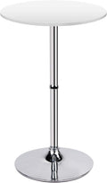 Leopard MDF Round Top Not Adjustable (41 INCHES Height) Bar Table, Pub Table with Silver Leg and Base (White)