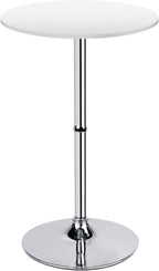 Leopard MDF Round Top Not Adjustable (41 INCHES Height) Bar Table, Pub Table with Silver Leg and Base (White)