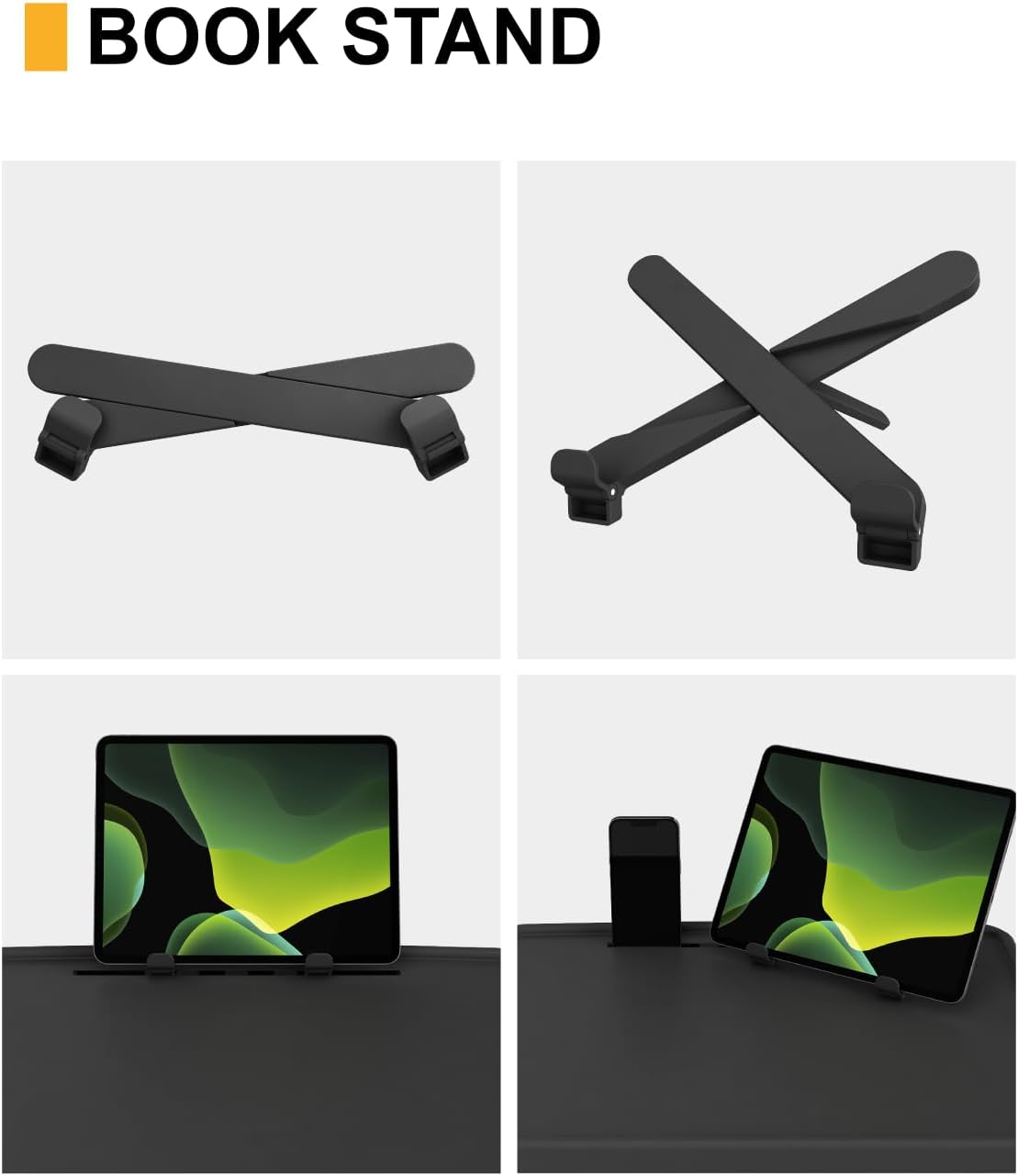 TV Tray Table, XL PRO TV Dinner Tables, 16.9 x 22 x 29.1inch Folding Desk with Cup Holder and Tablet Slot, Adjustable Couch Desk with 6 Height & 3 Tilt Angle Adjustments, Laptop Desks, Black