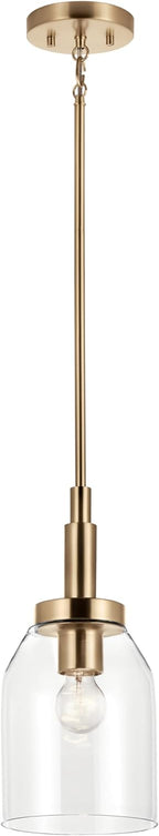 Kichler Madden 1-Light Mini Pendant Light Fixture with Clear Glass Shade in Champagne Bronze, Sloped Ceiling Compatible for Kitchen Island Hanging Lighting (15" x 7 "), 52725CPZ