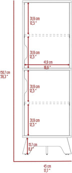 White Kitchen Pantry, Pantry with Four Storage Shelves & Double Doors Cabinets, Static Wooden Base, Easy to Assemble, for Kitchen Storage, 17.7" W×15.7" D×59.3" H