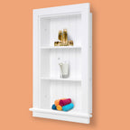 14 x 24 Medicine Cabinet Recessed, Wall Niche, Bathroom Wall Cabinet, 3-Tier, Between Studs Shelving for Drywall, White
