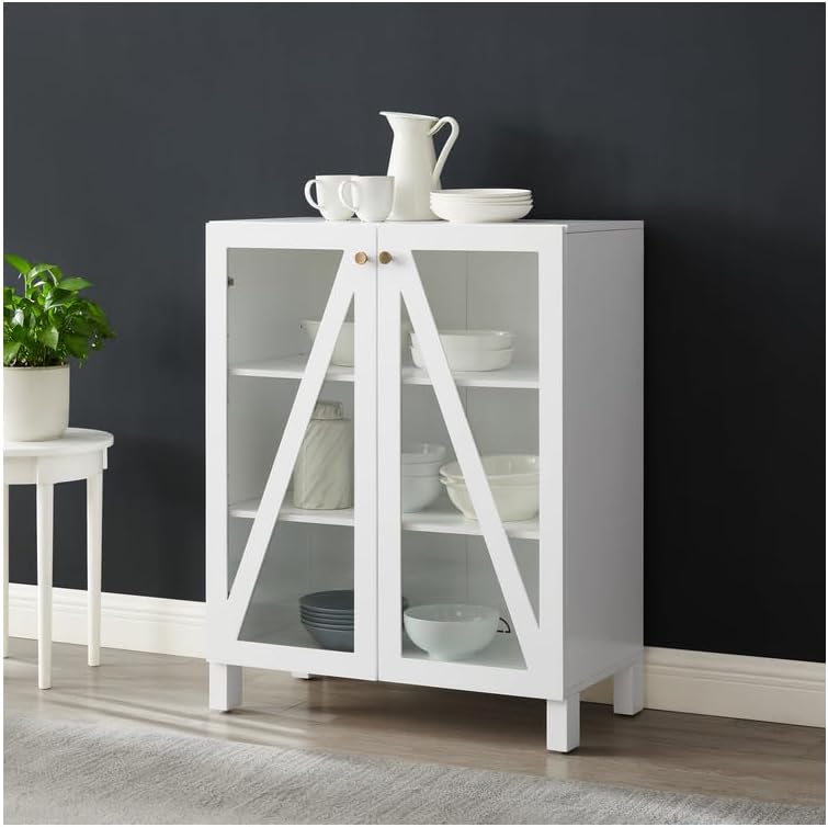HomeStock Stackable Pantry Cabinet - Kitchen Storage Organizer - 16" D x 60.5" W x 38" H - White