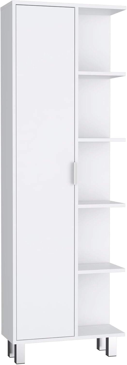 Modern Minimalist Cabinet, Contemporary Storage Locker with 1 Door and 9 Shelves,for Kitchen Home