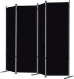 RANTILA 4 Panel Room Divider, 6 FT Folding Privacy Screen with Wide Feet, Freestanding Partition for Room Separation, Portable Room Divider Panel, 89" W x 71" H, Black