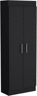 Modern Kitchen Pantry, Storage Cabinet Clinton, Black, Engineered Wood, for Dining Room, Easy to Clean