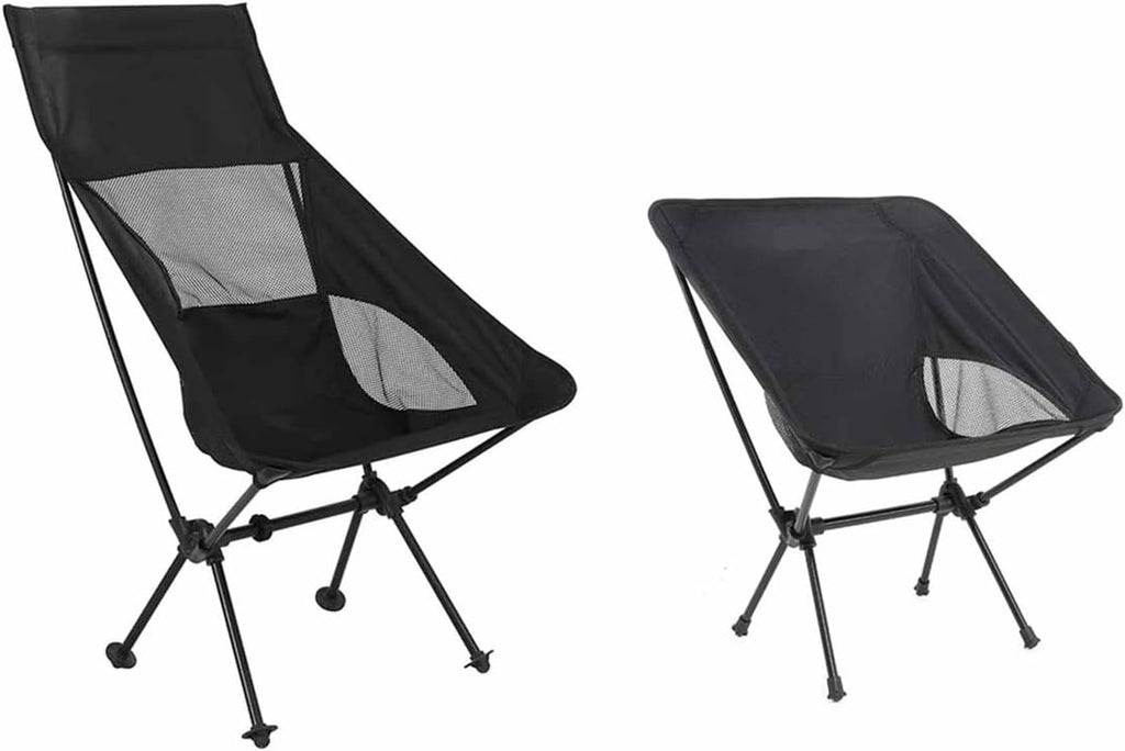 Ultralight Foldable Moon Camping Chair Set | Lightweight Backpacking Leisure Chairs for Garden, Picnic, Beach and Fishing(High back-navy)