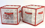 2-Pack Christmas Ornament Organizer Box with Adjustable Dividers for 64 Balls - Frosted Holiday Decor Storage Container, Space-Saving Plastic Christmas Ornaments Protection