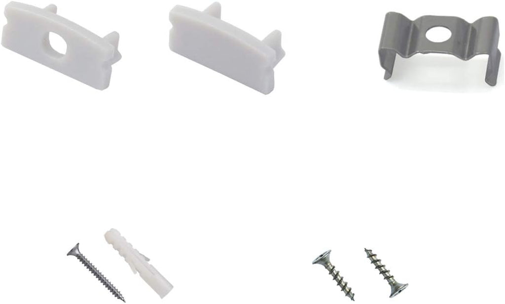 Hunhun 15-Pack End Caps and Mounting Clips for Hunhun U Shape LED Aluminum Channel System (U channel type)