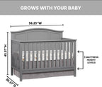 Oxford Baby Emerson 4-in-1 Convertible Baby Crib, Dove Gray, GreenGuard Gold Certified