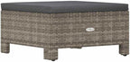 Patio Ottoman Outdoor Wicker Footstool, Garden Footrest with Dark Grey Cushion, Poly Rattan Modular Furniture Foot Rest for Backyard, 22.4 x 22.4 x 11 Inches
