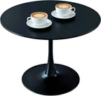 42 Inch Black Round Dining Table for 4-6 People,Mid-Century Black Tulip Table,Modern Kitchen Dining Table with MDF Table Top and Pedestal Base for Home and Kitchen