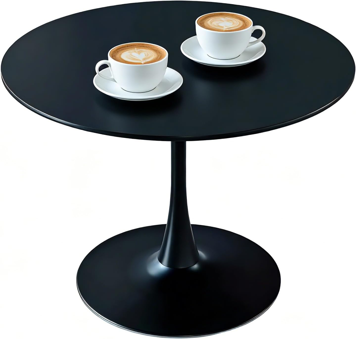 42 Inch Black Round Dining Table for 4-6 People,Mid-Century Black Tulip Table,Modern Kitchen Dining Table with MDF Table Top and Pedestal Base for Home and Kitchen