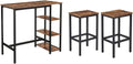 VASAGLE Bar Table with Sturdy Metal Frame, Easy Assembly, Industrial Design & Bar Stools, Set of 2 Bar Chairs, Kitchen Breakfast Bar Stools