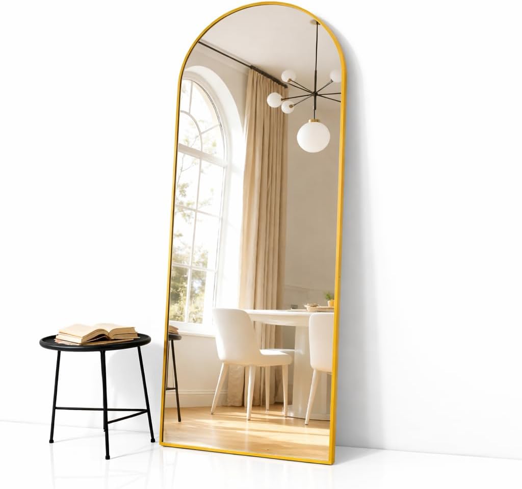 Simple Deluxe Arched Full Length Mirror, 71"x26"Large Floor Mirrors, for Wall Door Bedroom Bathroom Living Room (Gold)