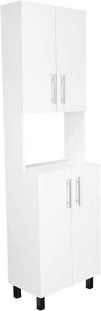 76.8" White Double Door Storage Cabinet: Modern Kitchen Pantry with Open Shelf & Hutch - Wooden Organizer for Small Spaces & Family Households