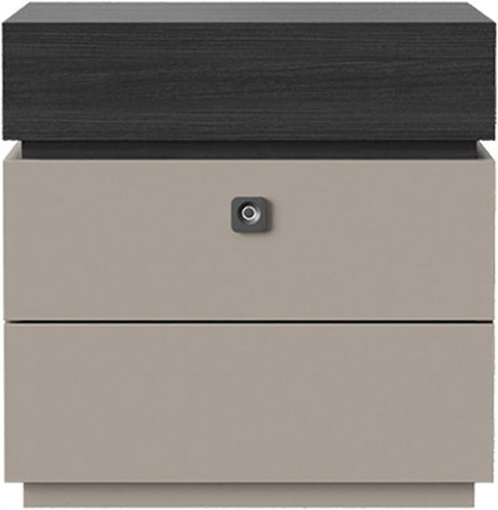 Fingerprint Lock Bedside Table with Drawers, Bed end Table with Drawer, Modern Nightstand with 3 Drawers, Bedside Cabinet for Living Room/Bedroom(Black-A2,15.7 * 15.7 * 19.6in)