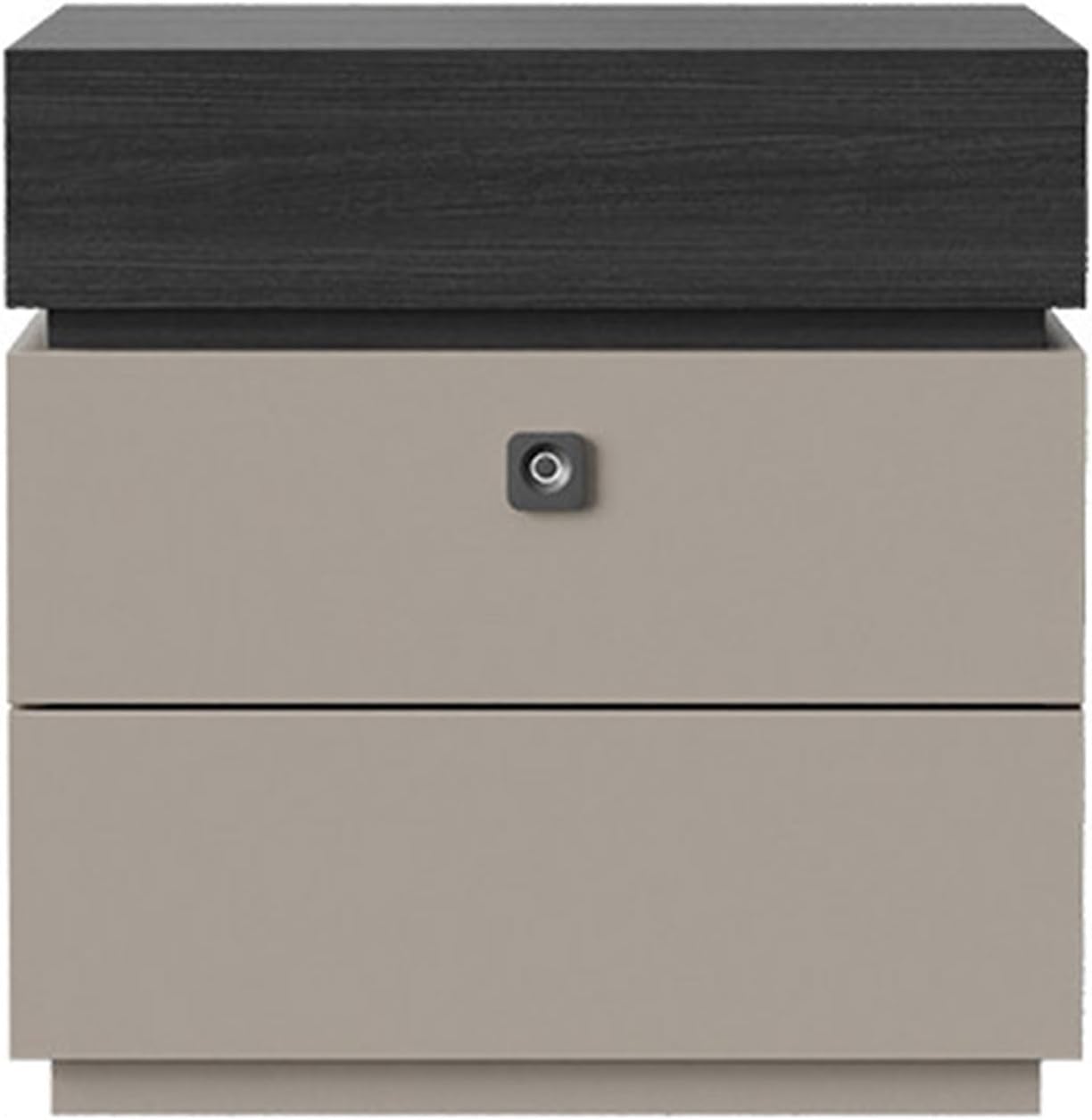 Fingerprint Lock Bedside Table with Drawers, Bed end Table with Drawer, Modern Nightstand with 3 Drawers, Bedside Cabinet for Living Room/Bedroom(Black-A2,15.7 * 15.7 * 19.6in)