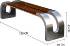 Curved Outdoor Bench with a Unique Design, Featuring Solid Wood seat and Metal Frame. Ships Fully Assembled and is Suitable for Parks, Communities, and Streets Yellow 120cm