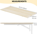 GOYLSER Wall Mounted Folding Kitchen Table Desk for Small Spaces Saving, Natural Wood Fold Down Laundry Wall Table, Wall Folding Portable Workbench Worktable, 47" x 20.5"