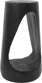Modern Hollow Indoor Outdoor Side Table Weatherproof, Decorative Accent Table for Living Room, Lightweight Magnesium Oxide End Table for Patio Garden, No Need Assembly, Black, 26.6'' H