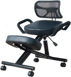 Ergonomic Kneeling Chair,Better Posture Rocking Stool,Ergonomic Office Desk Chairs,Posture Correcting for Bad Backs,Height Adjustable and Rotatable,for & Home (Black Pu)