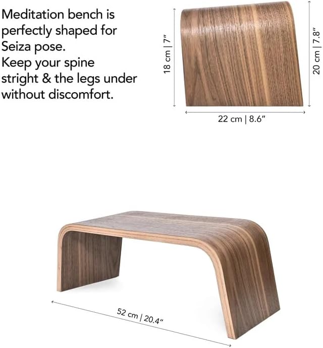 Minimalist Curved Plywood Yoga Meditation Stool, Ergonomic Kneeling Bench, Lightweight Natural Wood Prayer Seat for Mindfulness Practice
