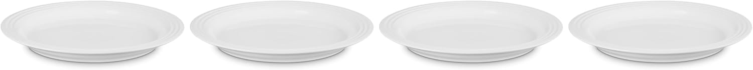 Le Creuset Stoneware Set of 4 Dinner Plates, 10.5" each, White