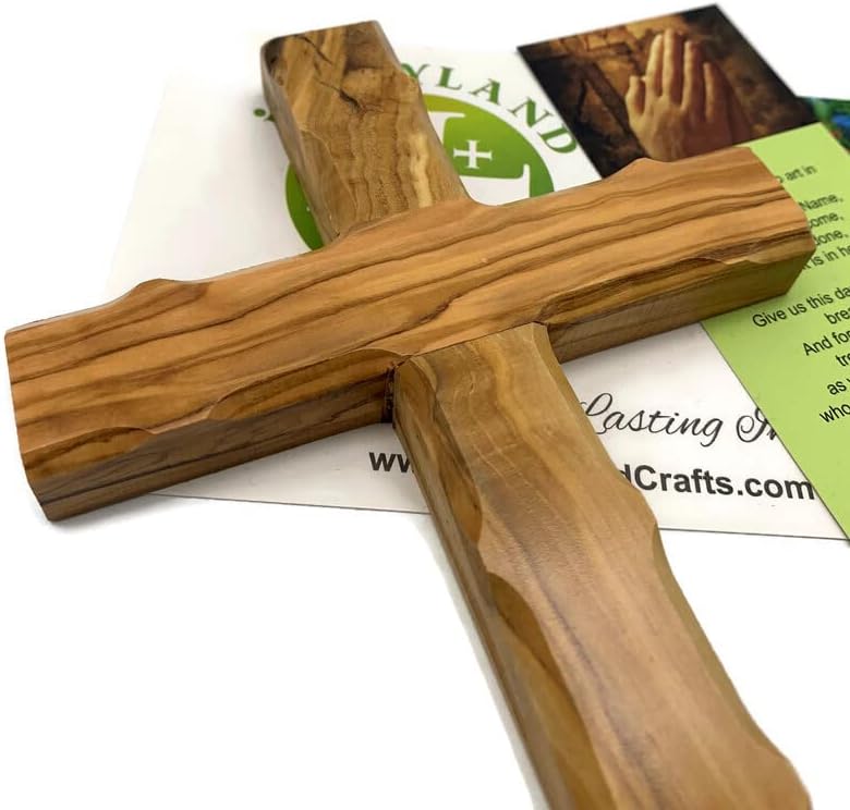 Olive Wood Wall Cross from Bethlehem, Wall Hanging Wooden Cross, confirmation cross gift, Baptism Gifts, Holy Wall cross, Hand Made religious décor Cross From the Holy Land (Medium Cross 6.2" x 4.2")
