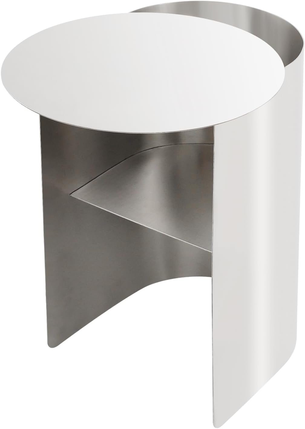 Bedside Table Small Nightstand, Compact Stainless Steel Side Table, Space Saving End Table for Living Room, Bedroom, Office,Apartment (Round Shape)
