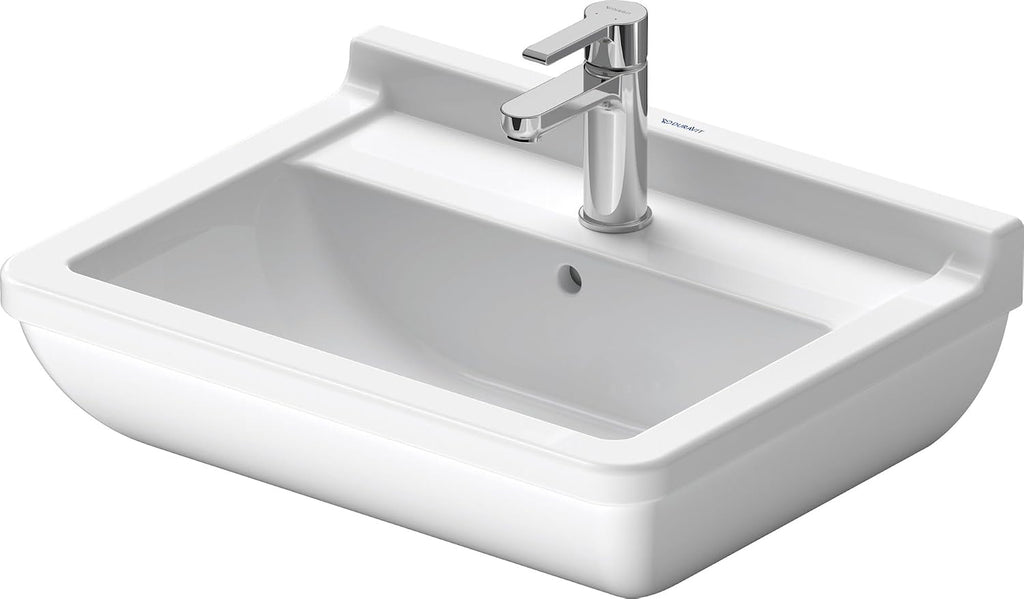 Starck 3 21 5/8" Rectangular Wall Mounted Sink in White with Single Faucet Hole and with Overflow