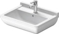 Starck 3 21 5/8" Rectangular Wall Mounted Sink in White with Single Faucet Hole and with Overflow