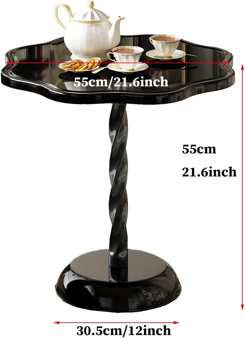 Small Round Side Table Metal End Table Outdoor Drink Table Tv Trays for Eating on Couch Mid-Century Modern Coffee Accent Table for Office Bedroom Balcony, Small Spaces (55CM,Beige B)