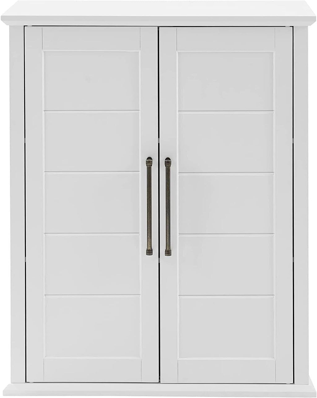 HomeStock Timeless Trends Stackable Storage Pantry White, Modern Farmhouse Design with 2 Adjustable Shelves and Oversized Hardware, 30 X 15.75 Inches
