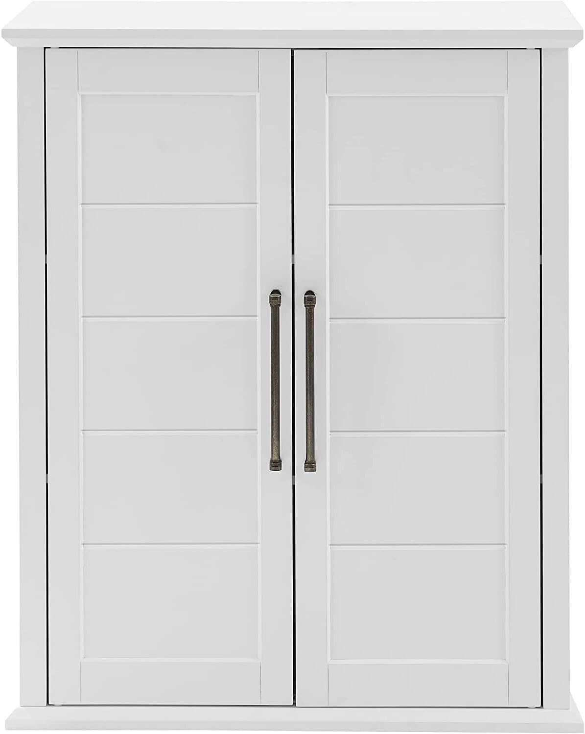 Maykoosh Antique Stackable Storage Pantry White, Two Adjustable and Removable Shelves, Magnetic Door Closure, 50.6" H x 30" W x 15.75" D