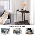 Minimalist C-Shaped End Table – 20.5x15.7x23.6in, Load-Stable Steel & MDF Construction, Protective Floor Feet, Easy-Clean Surface