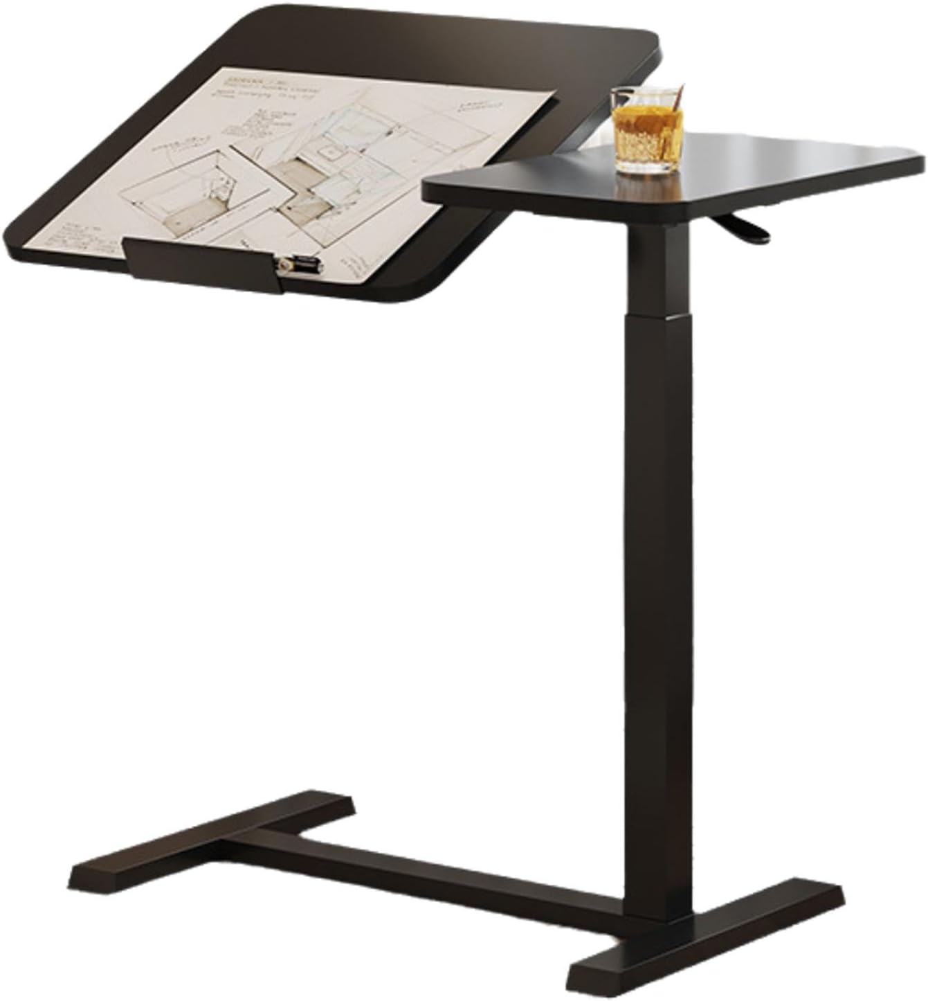 C-Shaped Side Table, Flexible Laptop Table and Bed Table with Tilting Table Top, Height Adjustable and Mobile, Reversible Side Table, Ideal for Sofa, Bed and Reading Hours