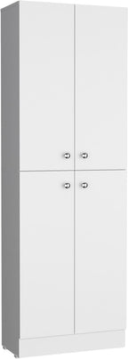 71" Tall Pantry with 4 Doors & 5 Adjustable Shelves - White - Ideal for Kitchen Storage & Laundry Room Organization