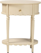Bali & pari Liba End Table - 1-Drawer Accent Table with Scalloped Detailing and Open Shelf Storage for Hallway, Entryway, and Living Room