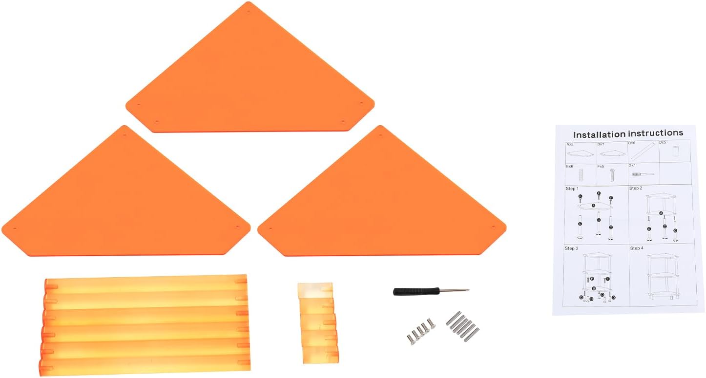Acrylic Corner Side Table - 3 Tier Triangle End Table - Small Side Table for Living Room, Bedroom, Bathroom - 11.8'' L x 11.8'' W x 26 ''H, Orange