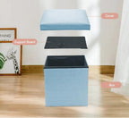 Small Storage Ottoman Foldable Cube Stool,Square Foot Rest Stool for Living Room Bedroom,Toy Box Storage Chest Collapsible Padded Seat Ottoman (Coffee,12x12x12inch)