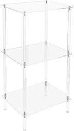 3-Tier Acrylic Record Player Stand, Clear Vinyl Record Storage Table with 11 lbs per Shelf, Modern End Table/Side Table for Living Room, Bedroom, Bathroom, Easy Assembly, Polished Finish